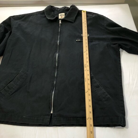 Stussy mens L black zip up lightweight cotton jacket workwear streetwear surfer - Picture 7 of 13